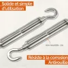 Lot de 5 tendeurs de fil réglables en acier inoxydable - Double crochets - M5 - Linxor