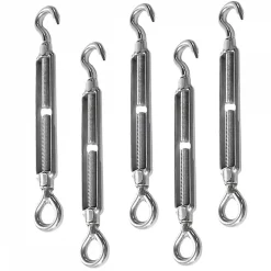 Lot de 5 tendeurs de fil réglables en acier inoxydable - Crochet et oeillet - M6 - Linxor