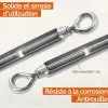 Lot de 5 tendeurs de fil réglables en acier inoxydable - Double oeillets - M4 - Linxor