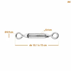 Lot de 5 tendeurs de fil réglables en acier inoxydable - Double oeillets - M4 - Linxor