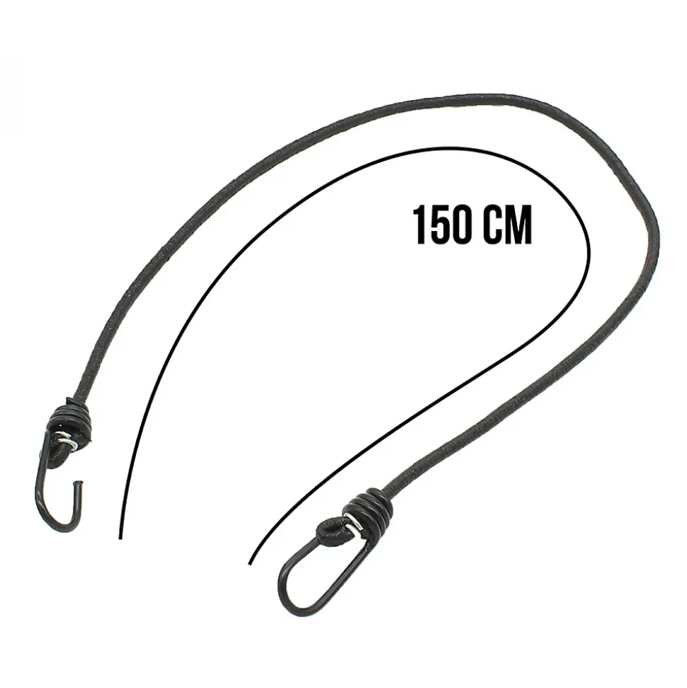 Lot de 10 tendeurs sandows élastiques avec 2 crochets - 150 cm - Noir - Linxor