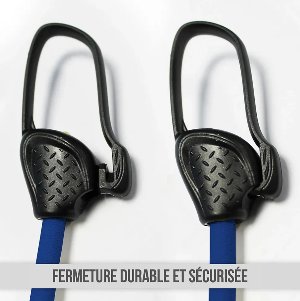 Lot de 10 tendeurs sandows sécurisés et normés - Bleu - Linxor