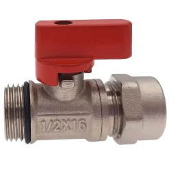 Lot de 5 Vanne à bille sphérique 1/2"x16 pour tube PER diam16 Rouge