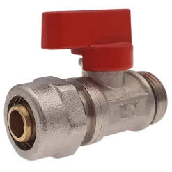 Lot de 1 Vanne à bille sphérique 1/2"x16 pour tube PER diam16 Rouge