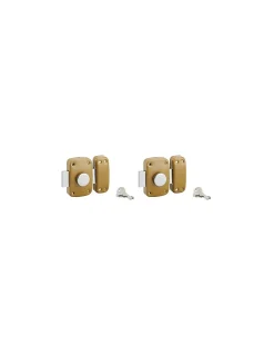 Lot de 2 verrous à bouton, cylindre diamètre 23 x 45 mm, s'entrouvrant, 3 clés/verr. - SP