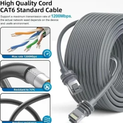 30m Elfcam - Câble Starlink Gen 3, Ethernet Cat6 26AWG, Intérieur/Extérieur, Rallonge pour Starlink Gen 3/Mini