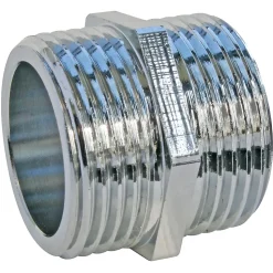 Mamelon égal laiton chromé double mâle 15/21 (1/2"), lot de 2
