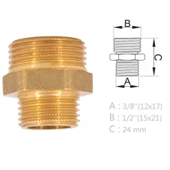 Mamelon laiton réduit mâle mâle à visser diam 3/8