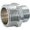 Mamelon réduit laiton chromé Mâle 15/21 (1/2") - Mâle 12/17 (3/8"), lot de 2