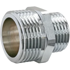 Mamelon réduit laiton chromé Mâle 15/21 (1/2") - Mâle 12/17 (3/8"), lot de 2