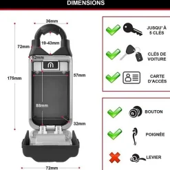 MASTER LOCK Boite a cles securisee - Boutons Poussoirs