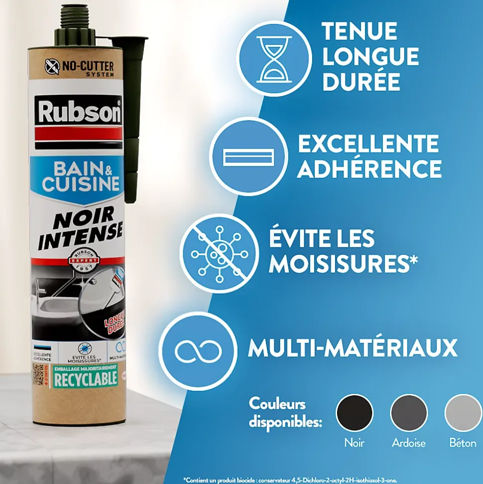 Mastic bain et cuisine Rubson noir 280ml