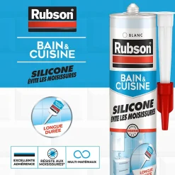 Mastic bain et cuisine Rubson blanc 2x280ml