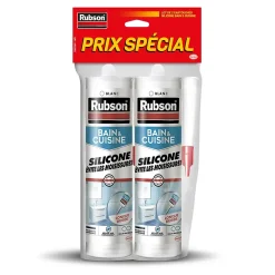 Mastic bain et cuisine Rubson blanc 2x280ml
