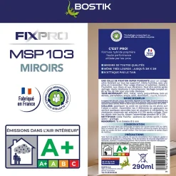Mastic colle miroirs Bostik 290 ml coloris blanc