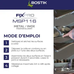 Mastic colle métal et inox Bostik 290 ml
