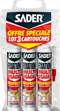Mastic colle multi-usage Sader 310 ml, lot de 3