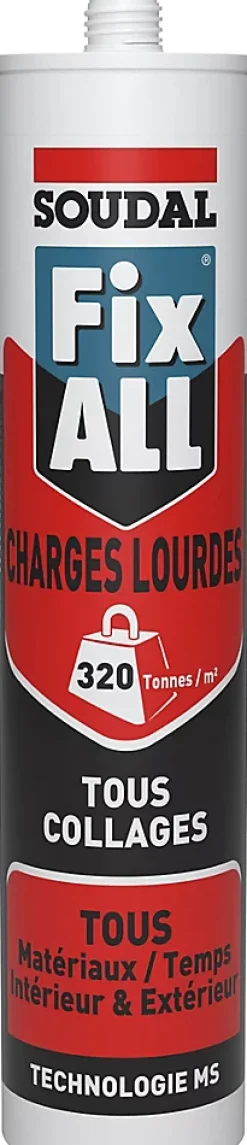 Mastic colle Soudal Fixall charges lourdes blanc 290ml