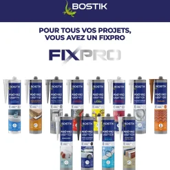 Mastic colle spécial polystyrène et moulures blanc Bostik Fixpro MSP 121, cartouche de 290 ml