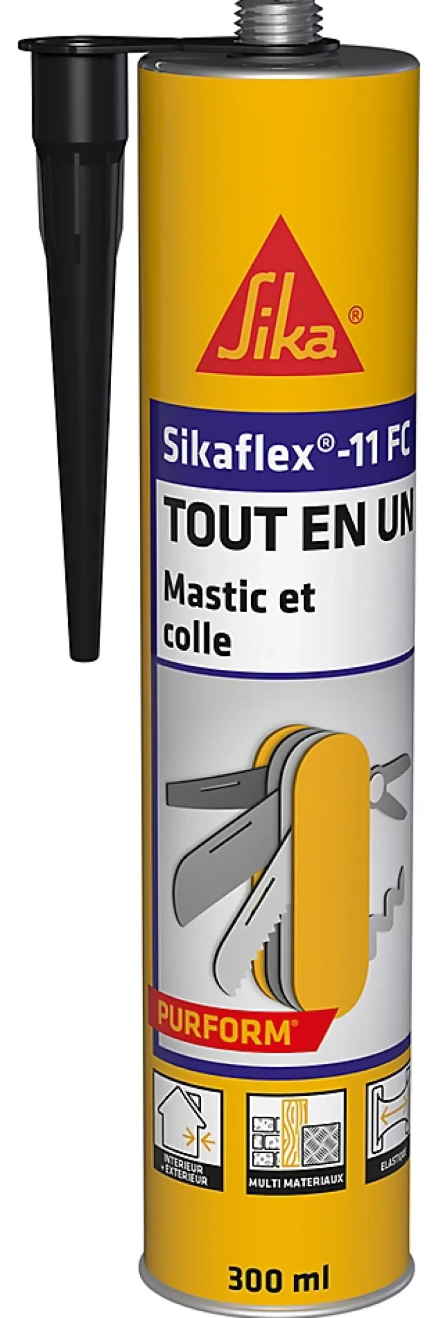 Mastic colle tout en un Sikaflex 11FC, Noir