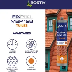 Mastic colle tuiles Bostik 290 ml coloris brique