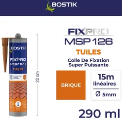 Mastic colle tuiles Bostik 290 ml coloris brique