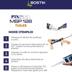 Mastic colle tuiles Bostik 290 ml coloris brique