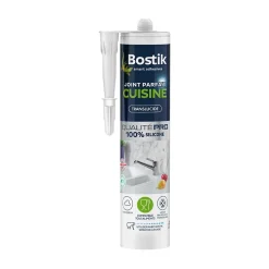 Mastic d’étanchéité spécial cuisine translucide Bostik Joint Parfait tous matériaux, cartouche de 280 ml