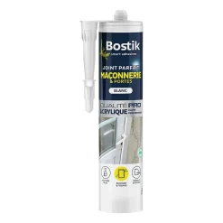 Mastic d’étanchéité spécial maçonnerie et portes blanc Bostik Joint Parfait tous matériaux, cartouche de 280 ml