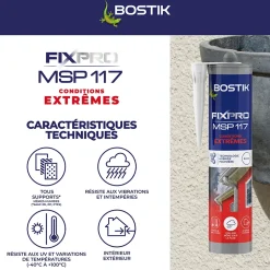 Mastic hybride polymère haute performance Bostik Fixpro conditions extrêmes 290 ml