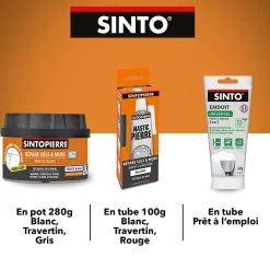 Mastic polyester Sintopierre rouge en tube de 66 ml