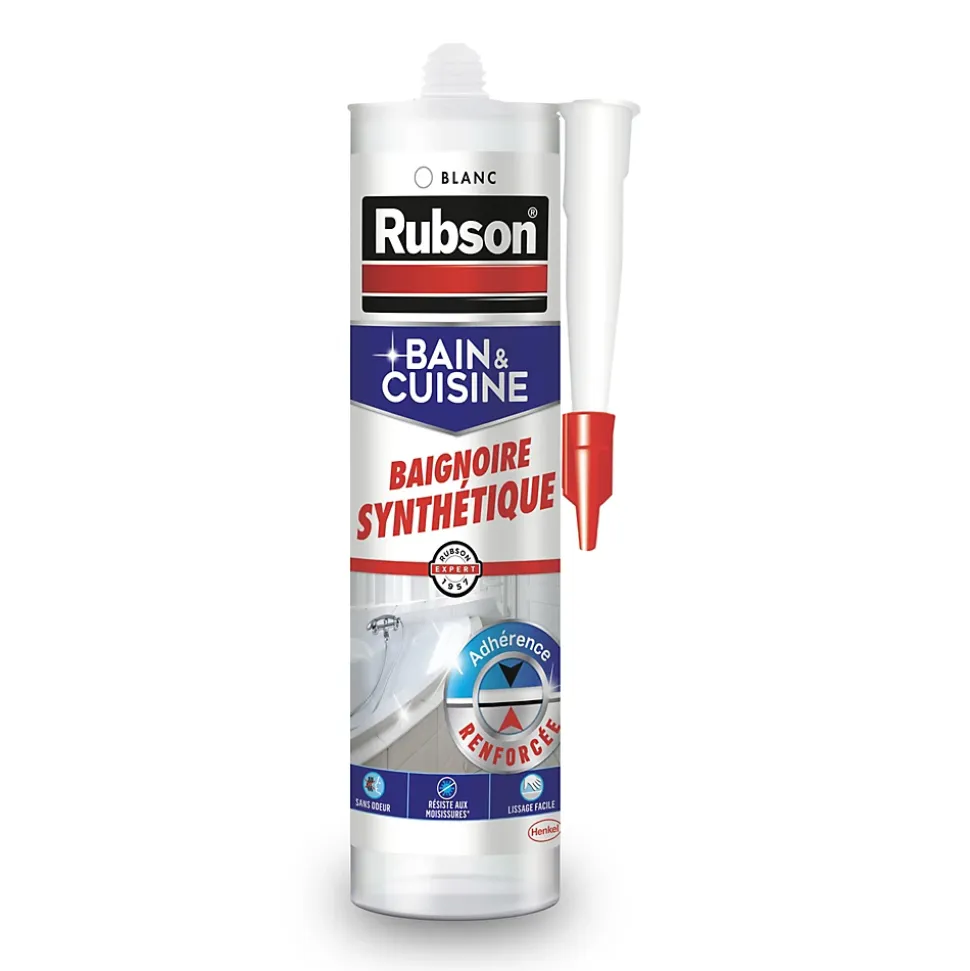 Mastic Rubson Bain & Cuisine Baignoire synthétique blanc cartouche 280ml