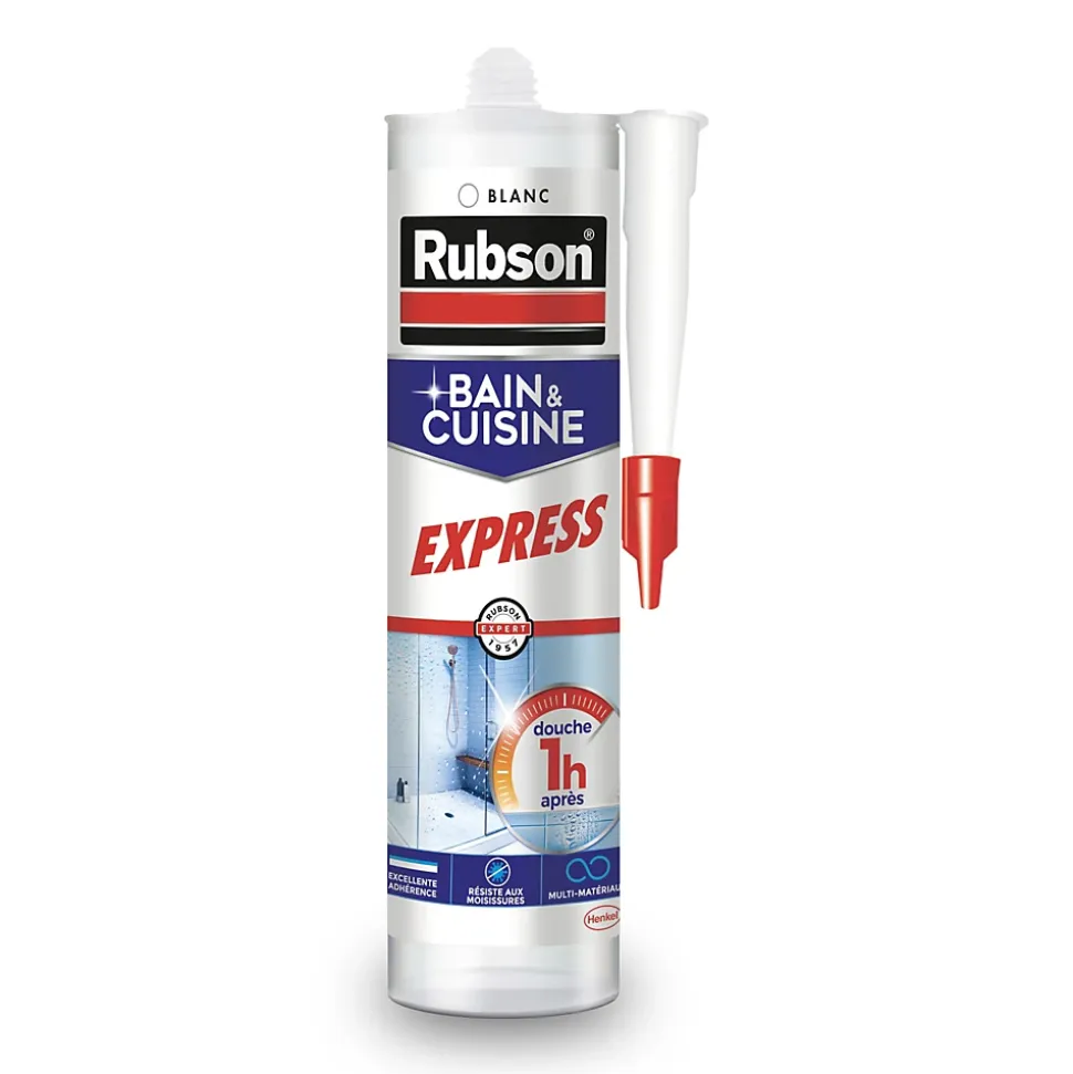 Mastic Rubson Bain&Cuisine Séchage Rapide blanc cartouche 280ml