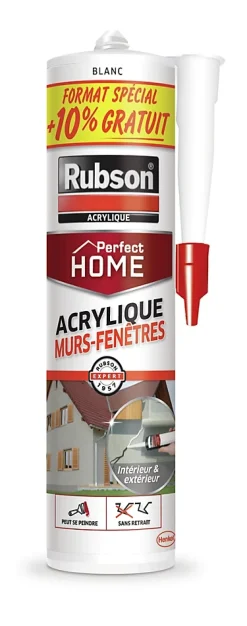 Mastic Rubson Maison Acrylique Murs-Fenêtres blanc cartouche 310ml (10% gratuit)
