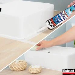 Mastic Rubson Sanitaire Salle de bains Saine Mastic blanc cartouche 280ml vendu par 2