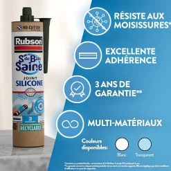 Mastic sanitaire transparent Salle de bain Saine Rubson 280 ml