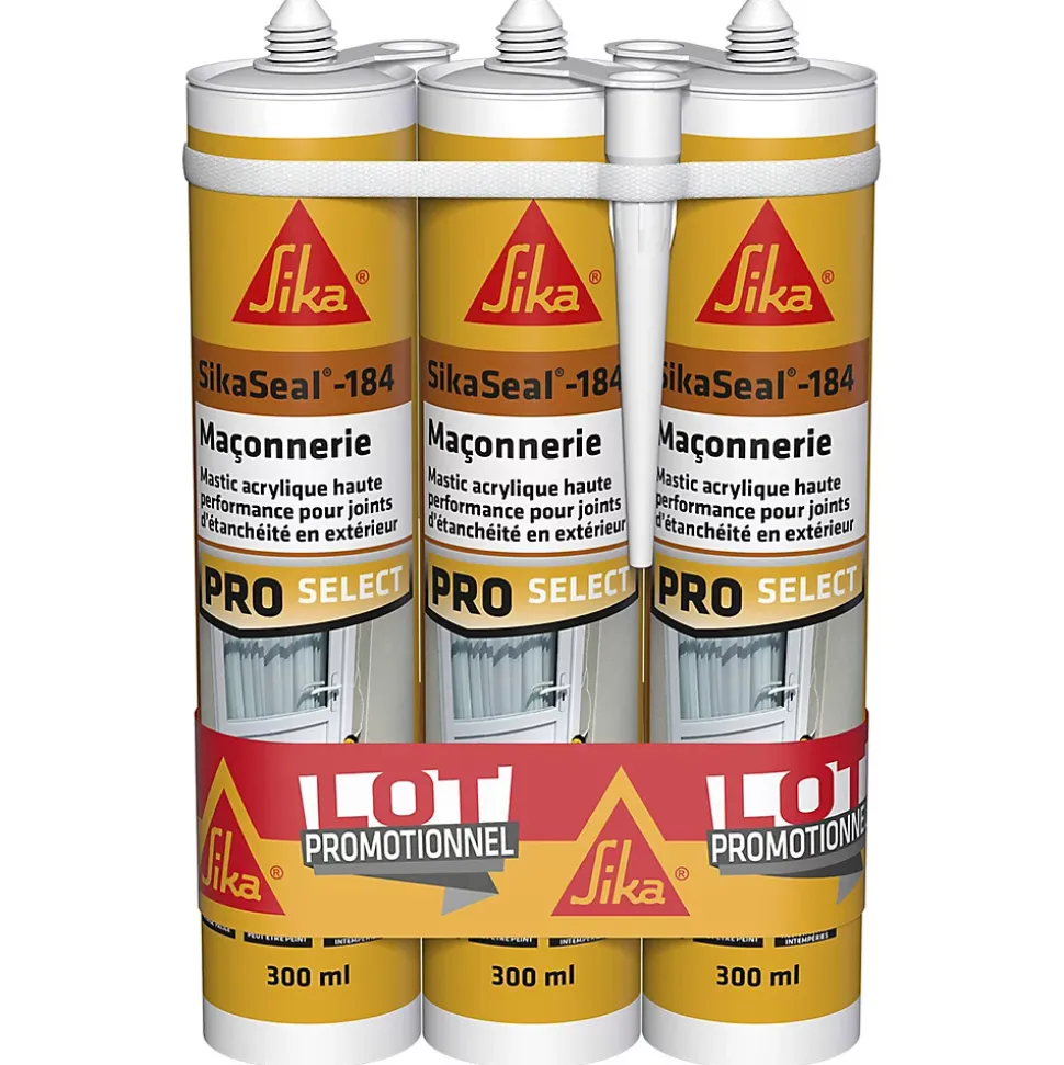 Mastic SikaSeal 184 maçonnerie blanc 300 ml vendu par 3 pièces