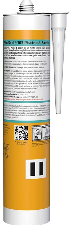 Mastic silicone spécial immersion blanc SikaSeal 163 Piscine et bassin 300mL Sika