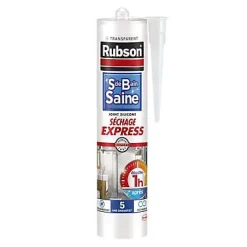 Mastic silicone transparent salle de bain saine séchage express 280 ml Rubson