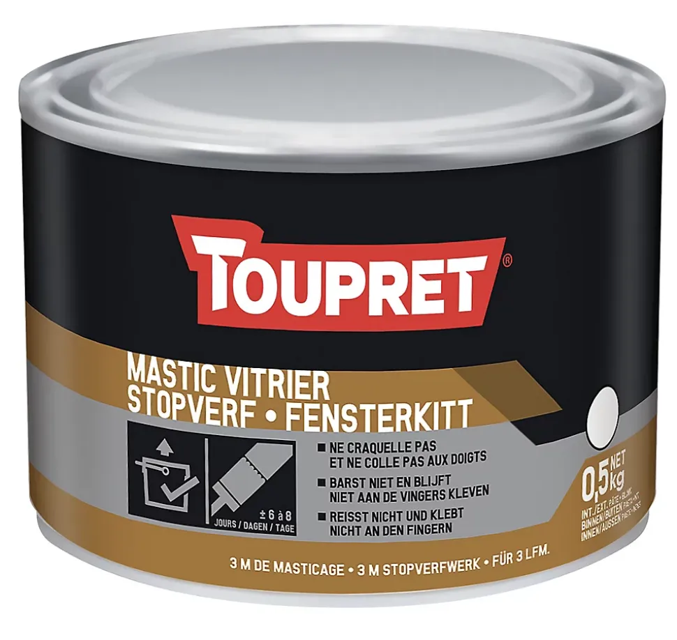 Mastic vitrier blanc Toupret pot 0,5 kg