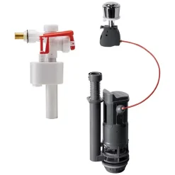 Mécanisme de chasse d'eau double chasse avec câble Wirquin 3L/6L + robinet