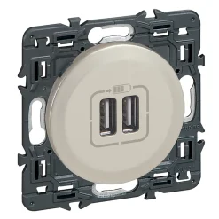 Mécanisme de prise double chargeur USB Legrand Céliane titane