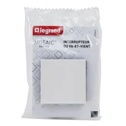 Mécanisme interrupteur va-et-vient à voyant Legrand Mosaïc blanc, 2 modules