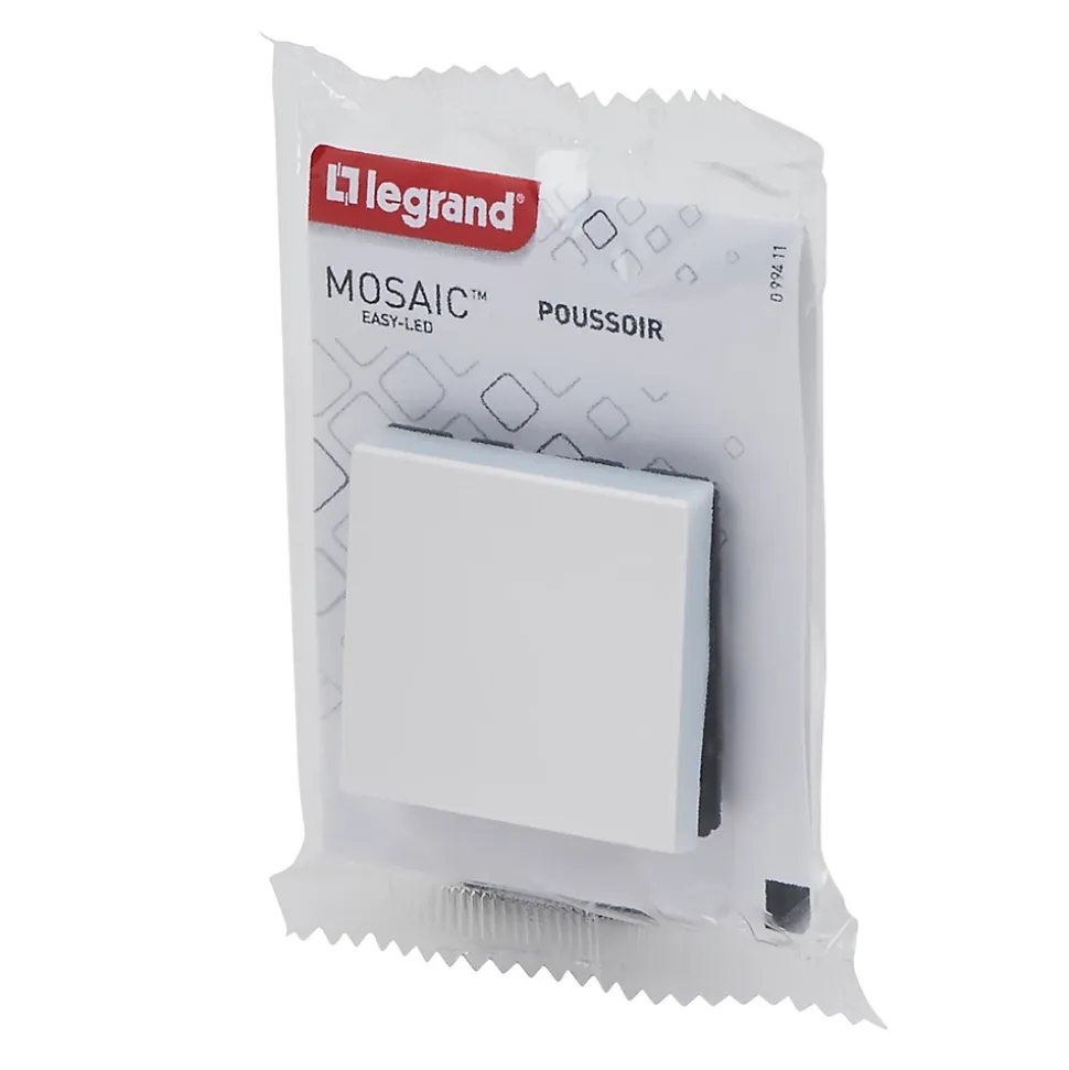 Mécanisme poussoir Legrand Mosaïc blanc, 2 modules