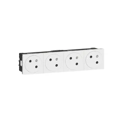 Mécanisme prise 2 pôles + terre Legrand Mosaïc blanc, 4 prises