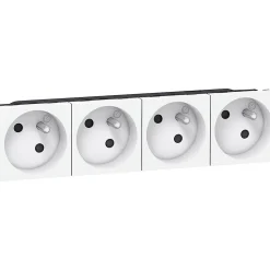 Mécanisme prise 2 pôles + terre Legrand Mosaïc blanc, 4 prises