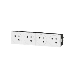 Mécanisme prise 2 pôles + terre Legrand Mosaïc blanc, 4 prises