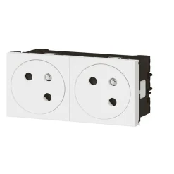 Mécanisme prise 2 pôles + terre Legrand Mosaïc blanc, 2 prises