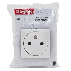 Mécanisme prise 2pôles+terre affleurante 2 modules Legrand Mosaïc