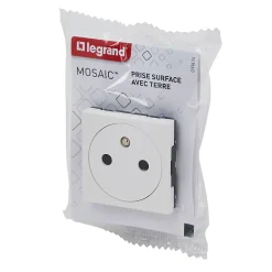 Mécanisme prise 2pôles+terre affleurante 2 modules Legrand Mosaïc